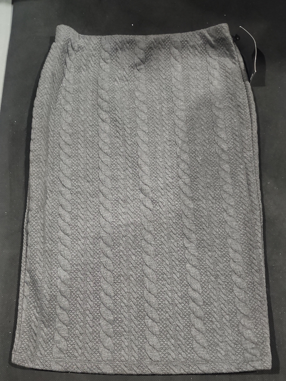 Gray Cable-Knit Pencil Skirt
